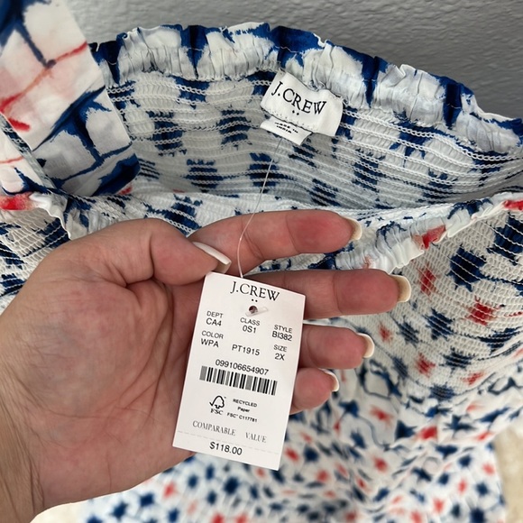 NEW J. Crew Red & White Smocked Maxi Dress - Picture 4 of 9